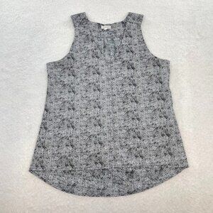 Antilia Femme Black & White Print Sleeveless V-Neck Lightweight Tank Top Size L